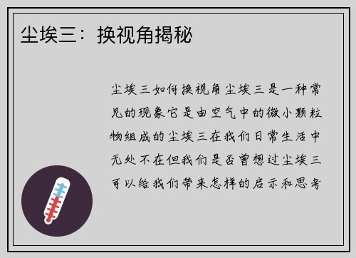 尘埃三：换视角揭秘